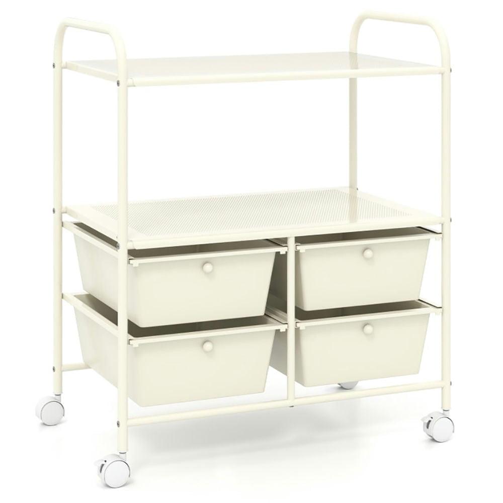Latitude Run® Rolling Storage Cart Metal Rack Shelf 4 Drawers Home Office Furniture