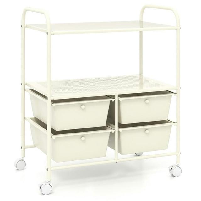 Latitude Run® Rolling Storage Cart Metal Rack Shelf 4 Drawers Home Office Furniture