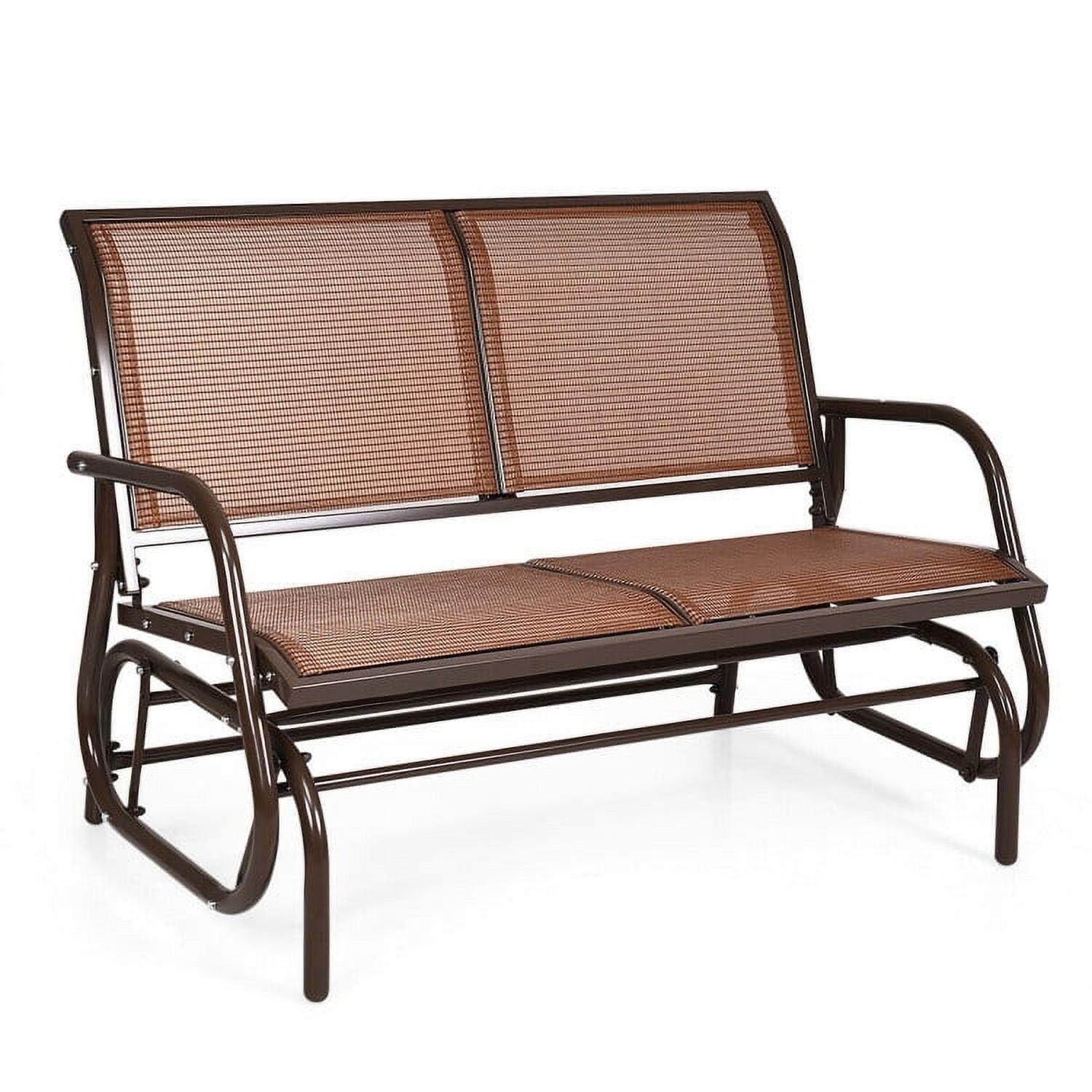 Costway 48'' Outdoor Patio Swing Glider Bench Chair Loveseat Rocker Lounge Backyard Brown