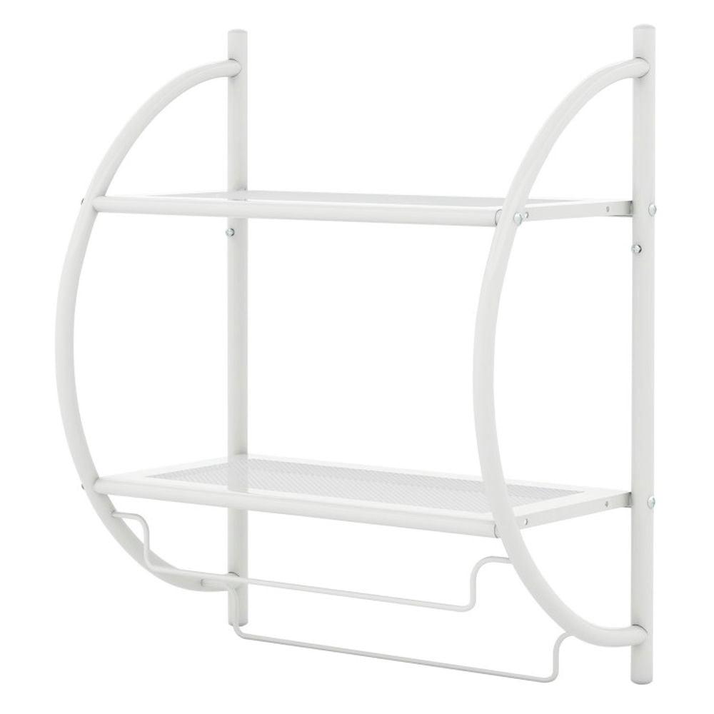 White Metal Wall Mounted 2-Tier Bathroom Towel Rack