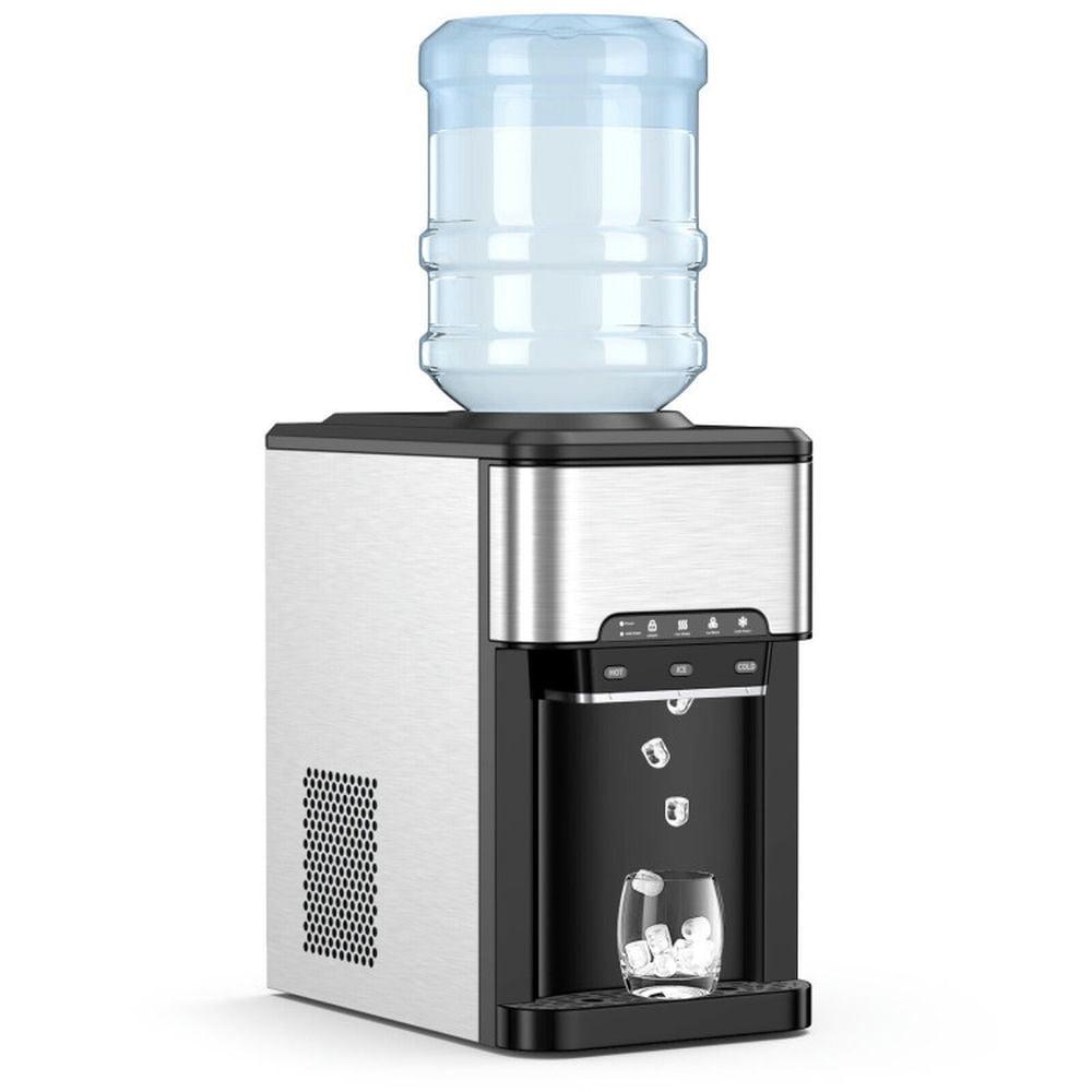 Kepooman Water Cooler Dispenser 3-in-1 with Built-in Ice Maker and 3 Temperature Settings-Silver
