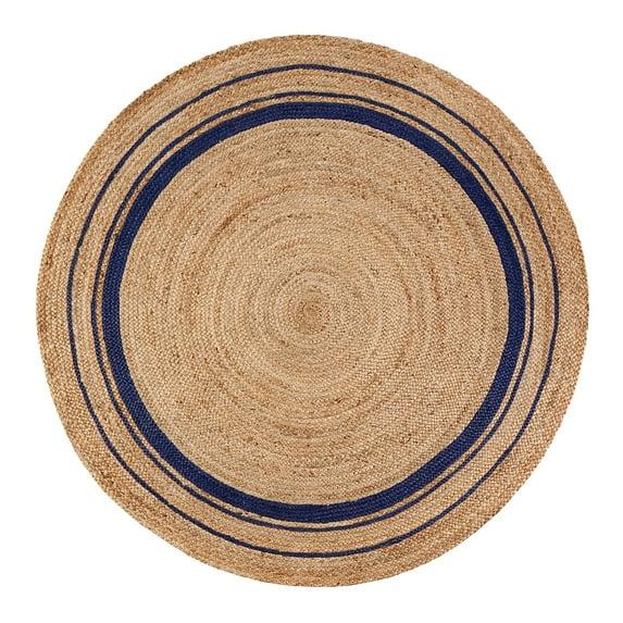 8' Round Beige/Midnight Kerala Area Rug Round - Anji Mountain