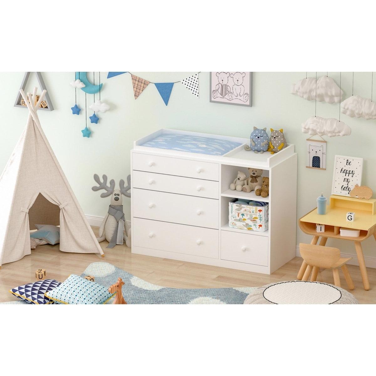 Kerrogee  5-Drawer Dresser with Baby Changing Table - White