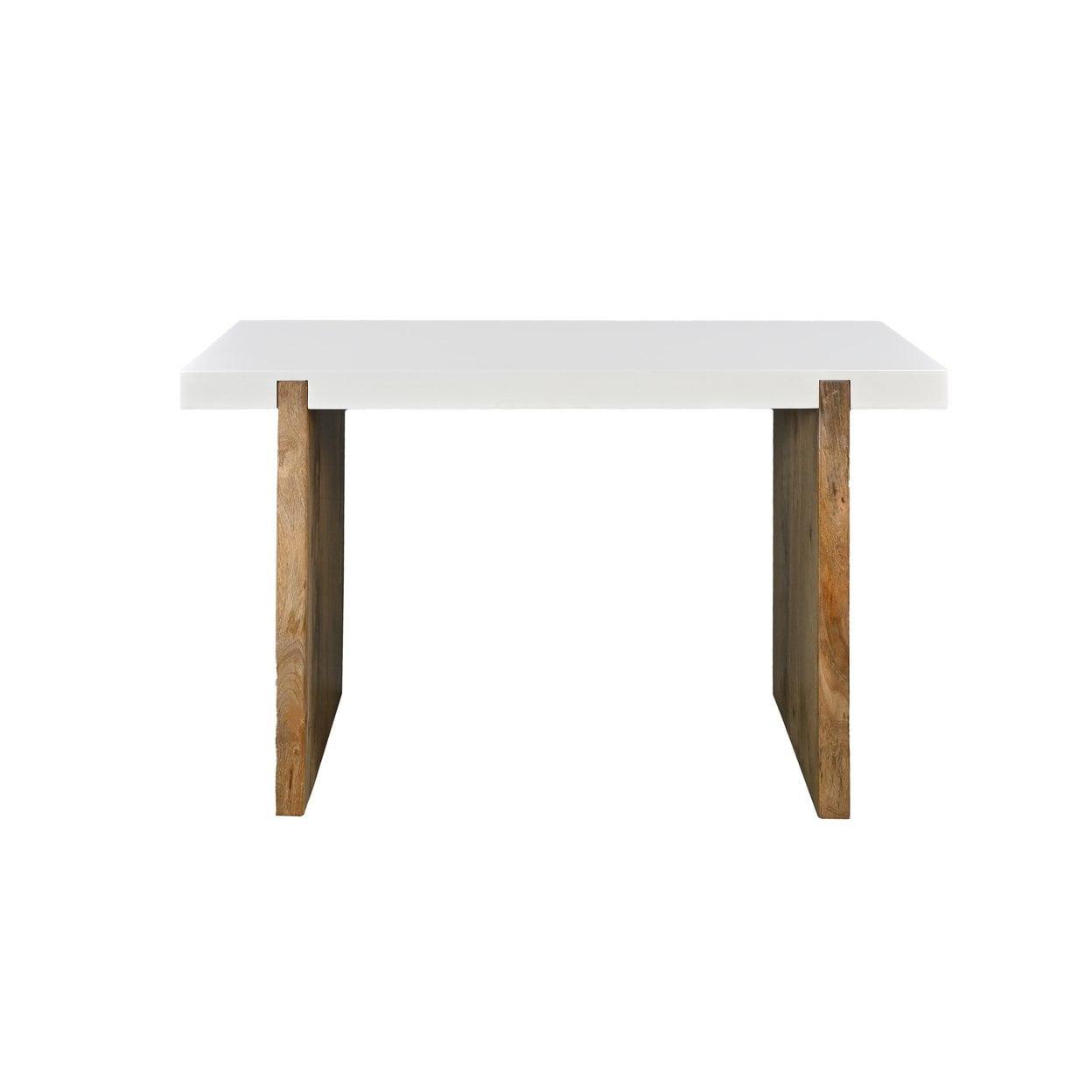 Elegant 48" Glossy White and Natural Brown Mango Wood Console Table