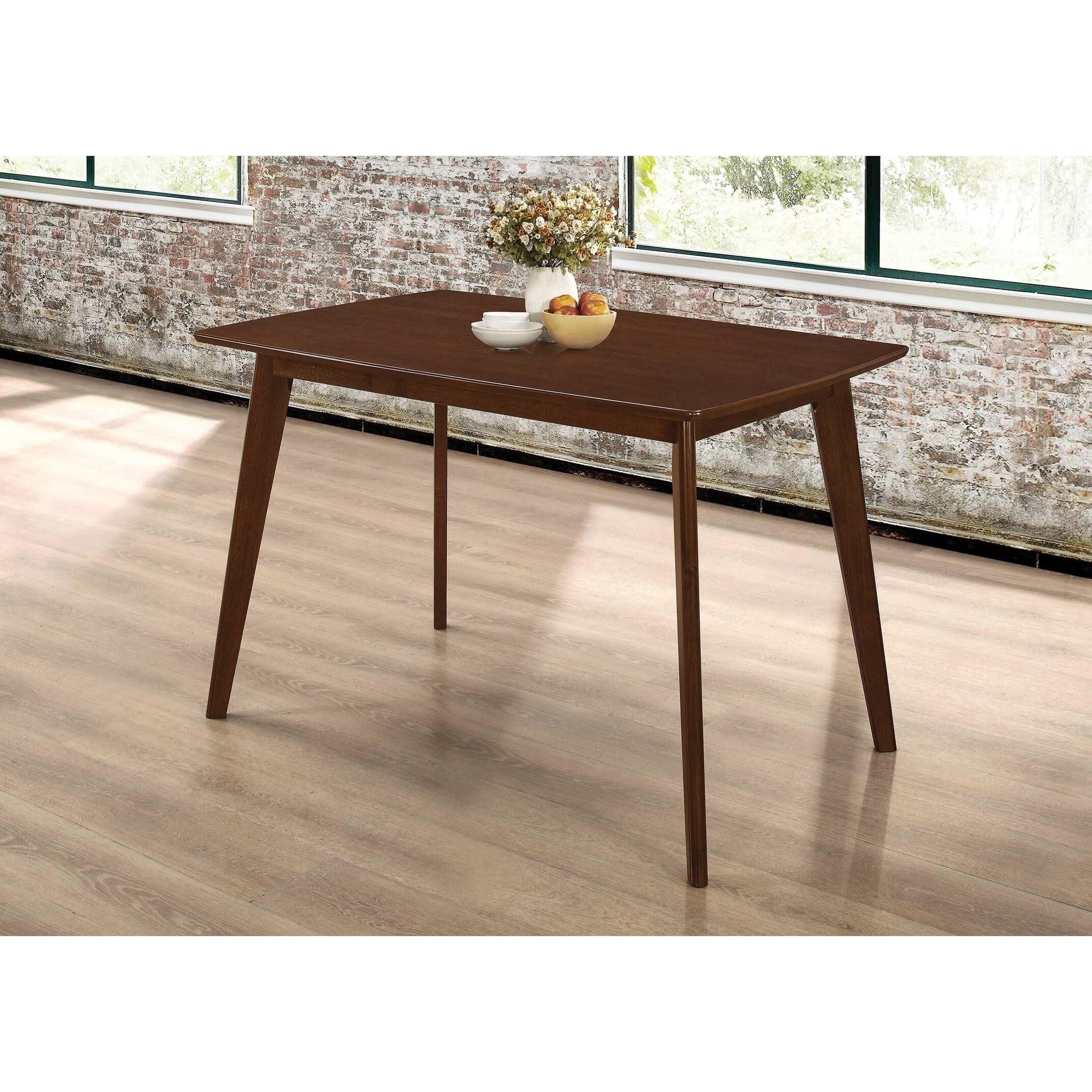 Retro Chestnut Solid Wood Dining Table with Angled Legs