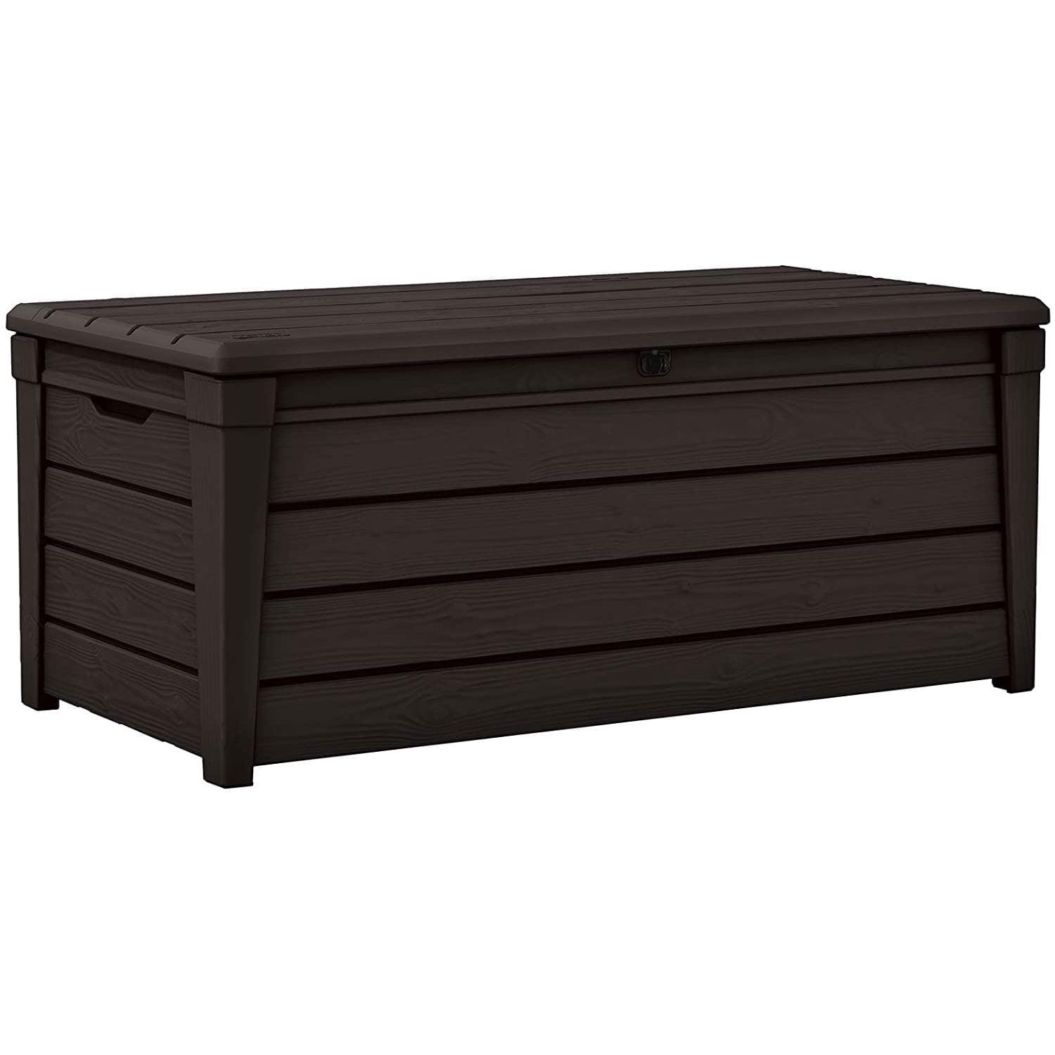 Keter Keter Brightwood 120 Gallon Large Durable Outdoor Storage and Weather Resistant Resin Deck Box