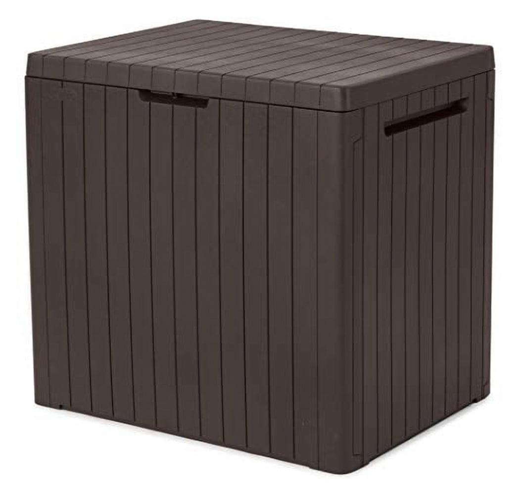 Keter 30gal City Resin Deck Box Brown: All-Weather Patio Bench & Bin Storage