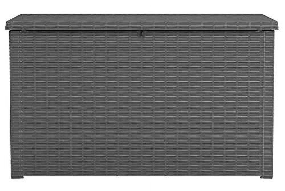 Keter Java XXL 230 Gallon Resin Rattan Look Large Outdoor Storage Deck Box for Patio Furniture Cushions, Pool Toys, and Garden Tools, Grey