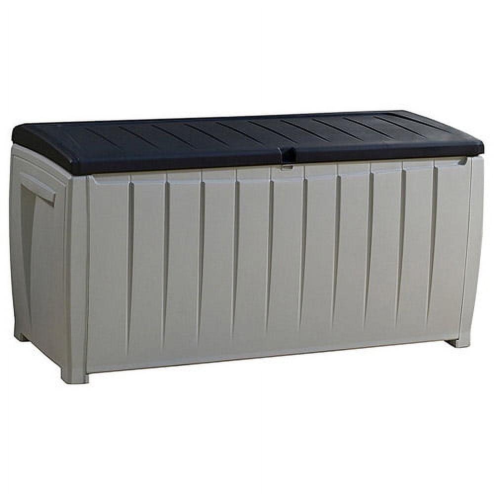 Keter Novel 90 Gallon Durable Resin Outdoor Storage and Organization Deck Box Ideal For Garden Patio Furniture and Supplies