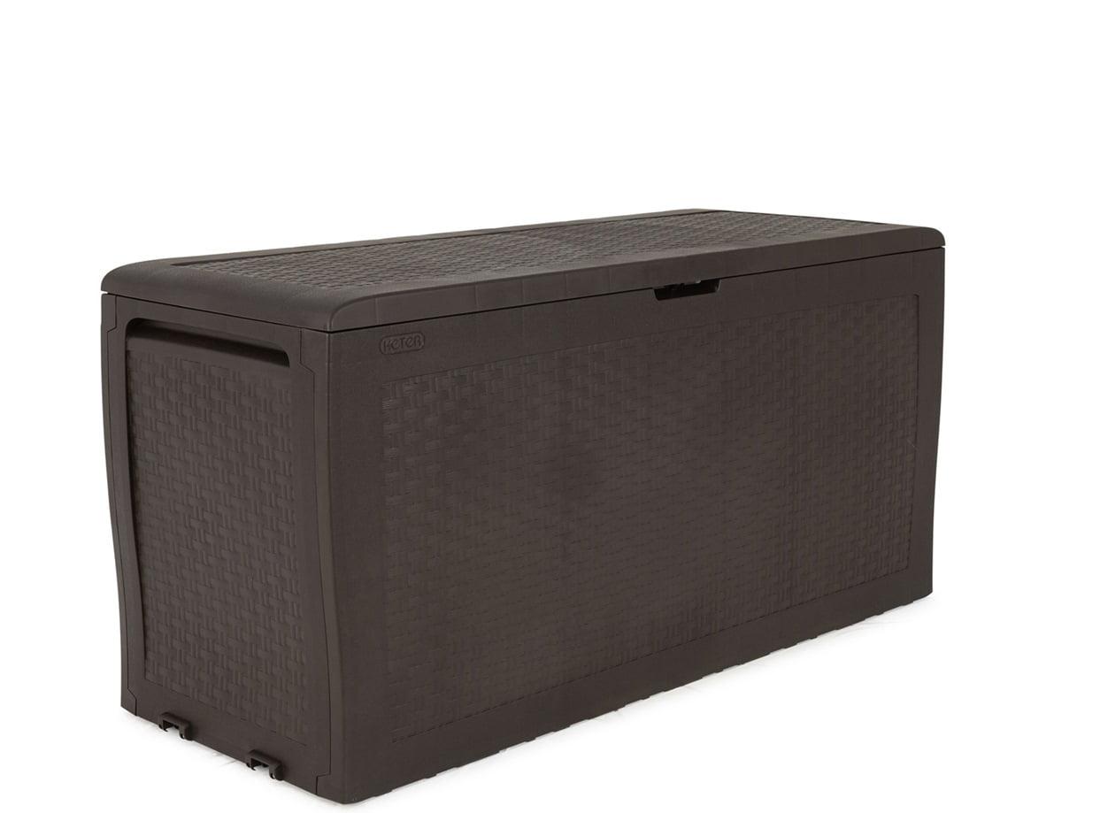 Brown Plastic Wicker Lockable 70 Gallon Deck Box