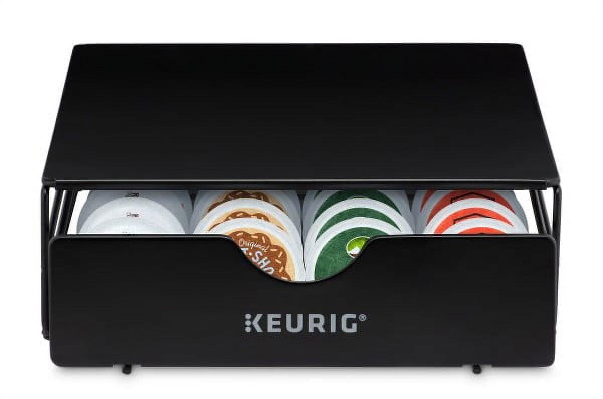 Keurig Non-Rolling 24ct Coffee Pod Storage Drawer: Black Metal K-Cup Organizer, Freestanding Kitchen Rack