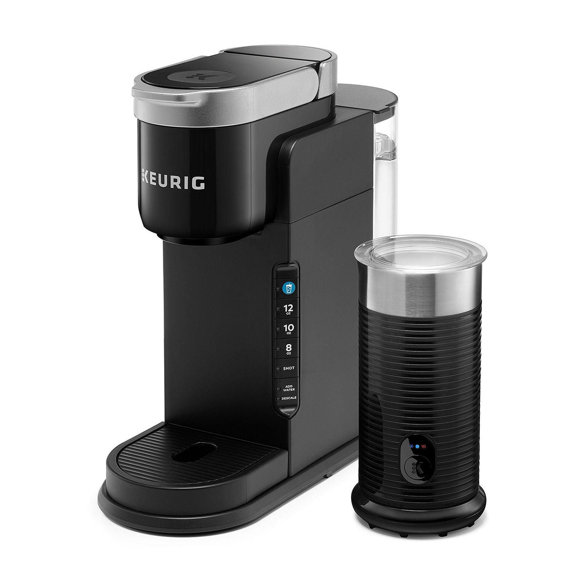 Black Single Serve Coffee Maker with Milk Frother