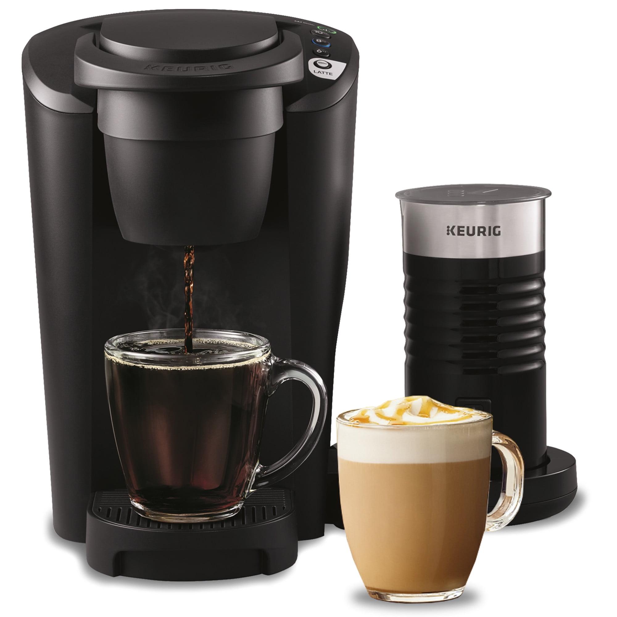 Sleek Black Pod-Style Latte Macchiato Coffee Maker with Auto Shutoff