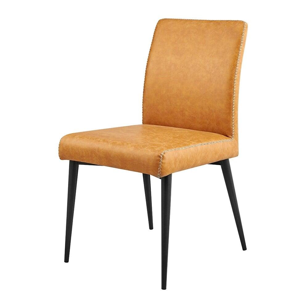 Cedar Tone Faux Leather Side Chair with Metallic Gunmetal Legs