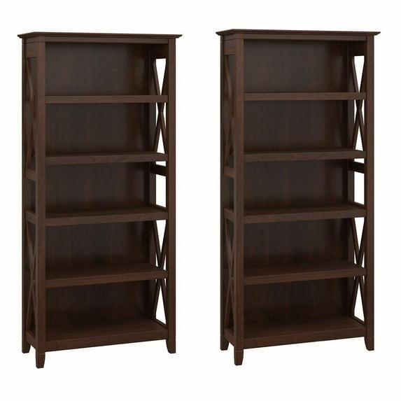 Key West 5 Shelf Bookcase Set in Bing Cherry - Engineered Wood
