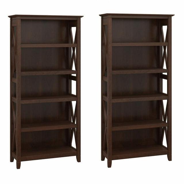 Key West 5 Shelf Bookcase Set in Bing Cherry - Engineered Wood