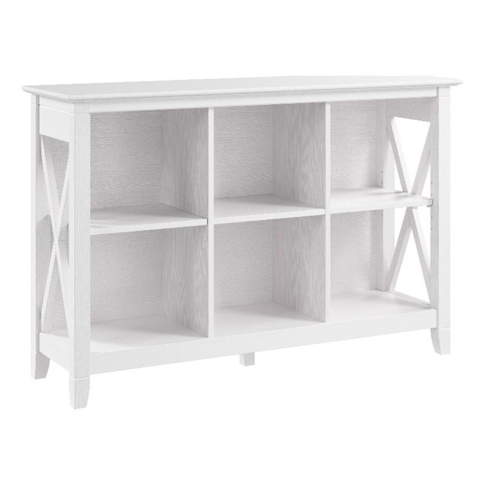 Pure White Oak 6-Cube Adjustable Bookcase with X Pattern Accents