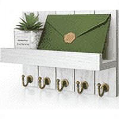 Rebee Vision Key Holder Wall Mount - Decorative Key and Mail Organizer for Wall with Shelf - Entryway and Living Room Decor(White)