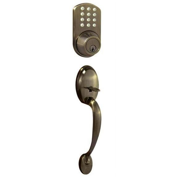 Keyless Entry Deadbolt and Handleset Door Lock with Electronic Digital Keypad Antique Brass