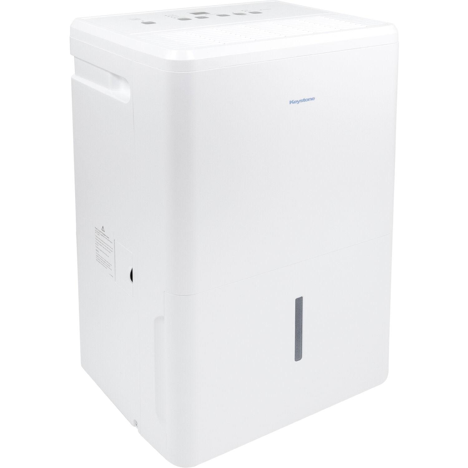 Keystone 50-Pint Portable Dehumidifier, 115V, for Rooms up to 4500 Sq.Ft, White