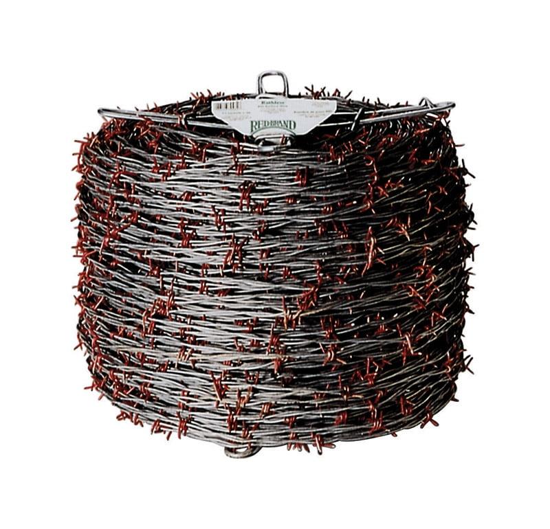 Keystone Consolidated Red Galvanized Steel Barbed Wire, 4 Point, 2" H x 14" W x 14" L, 86 lbs