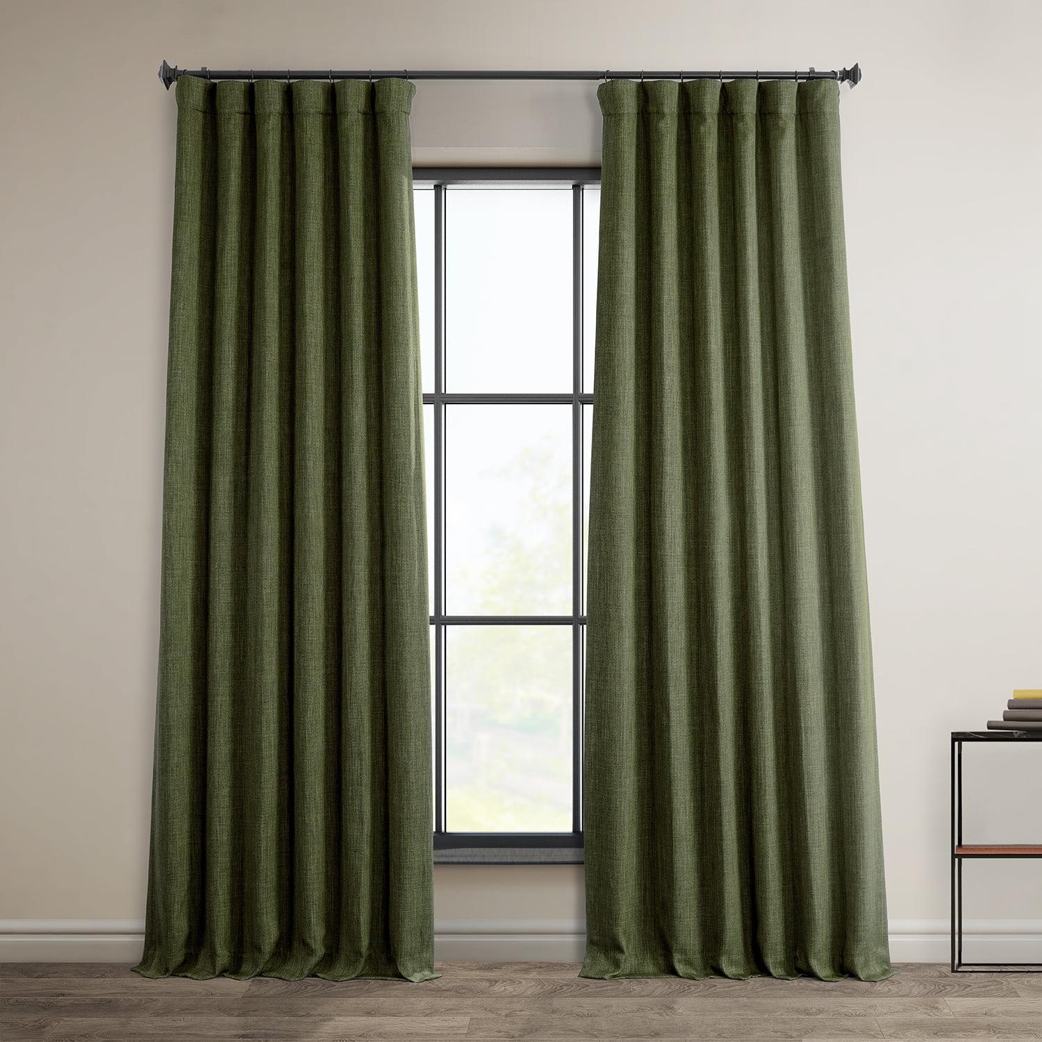 HPD Half Price Drapes Khaki Green Faux Linen Room Darkening Curtains for Bedroom & Living Room Curtains (1 Panel), Door & Window Curtains 84 inches long, Rod Pocket Curtains, 50W X 84L