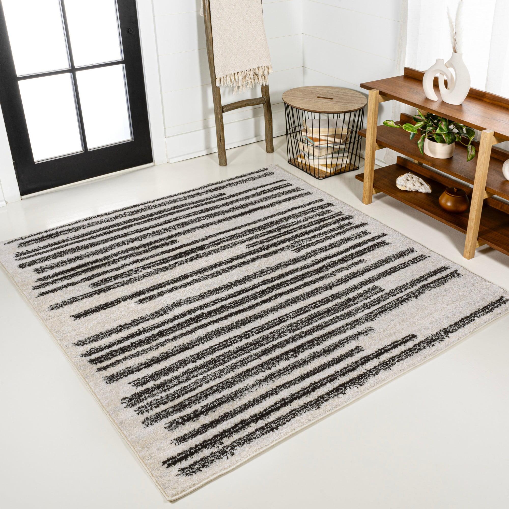 Khalil Modern Berber Stripe Indoor Area Rug - JONATHAN Y