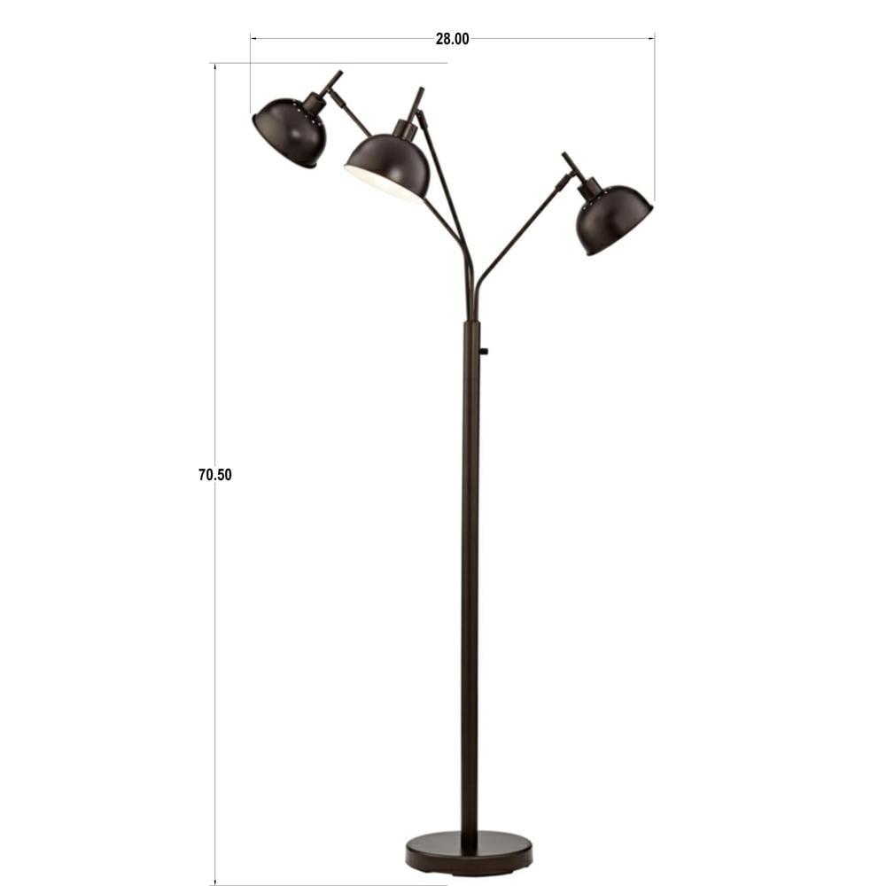 Pacific Coast Lighting Ironworks Modern 70 1/2" Tall Standing Floor Lamp Large Arc 3-Light Brown Metal Dark Bronze Finish Living Room Bedroom House