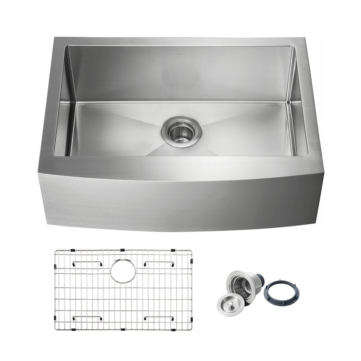 30'' Satin Stainless Steel Farmhouse Single Bowl Kitchen Sink