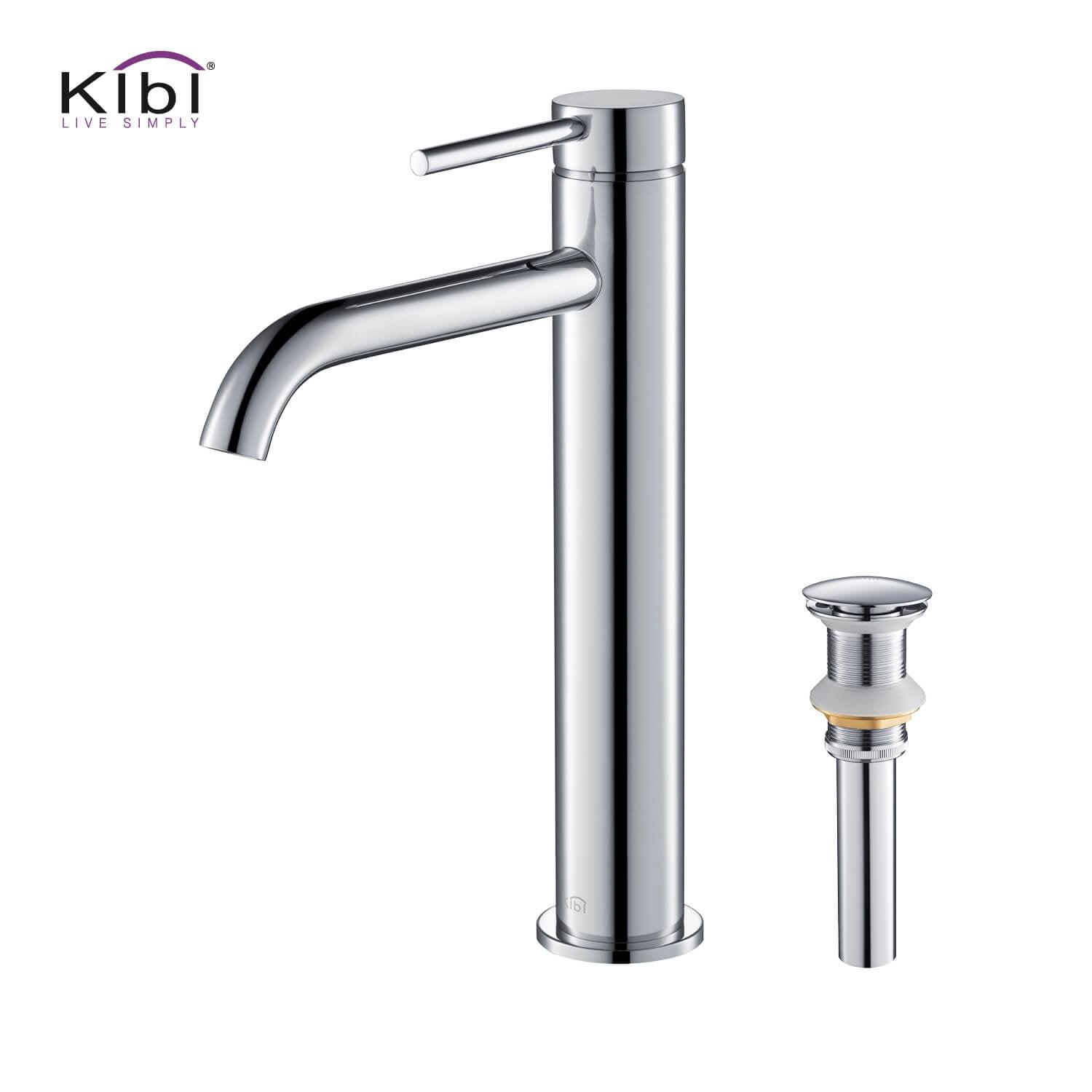 KIBI C-KBF1009CH-KPW101CH Circular Vessel Sink Faucet Single-handle Bathroom Faucet