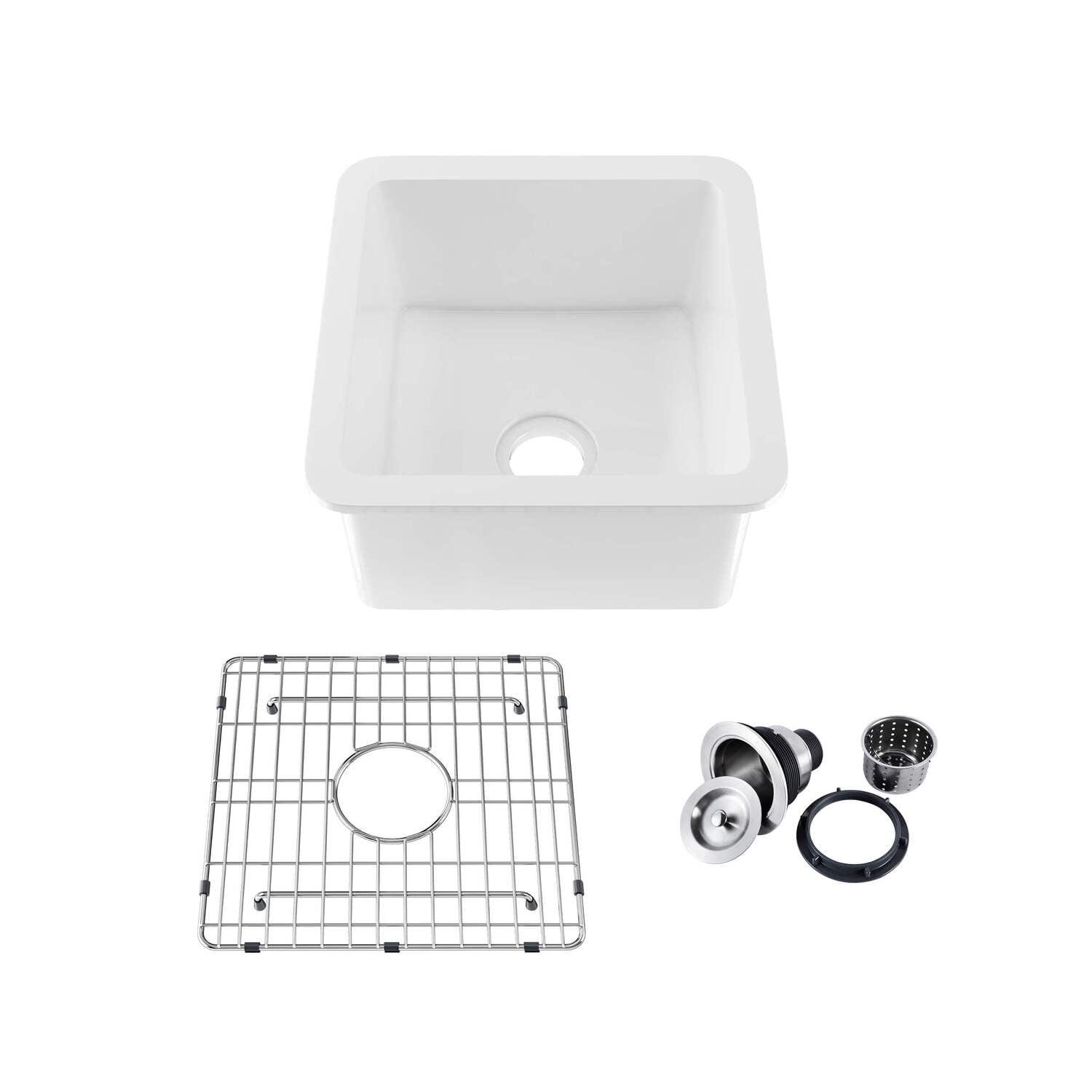 Cubic 18'' L Undermount Single Bowl Fireclay Kitchen Sink