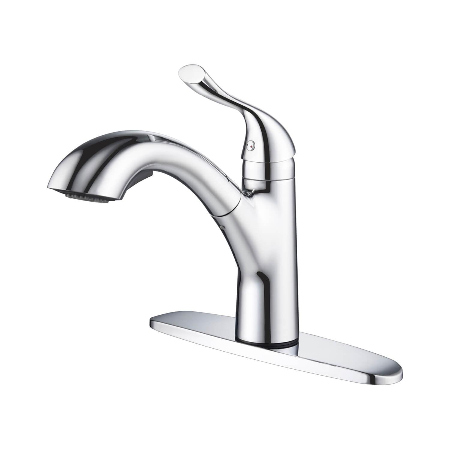 Chrome Single Handle Pull-Out Spray Kitchen Faucet