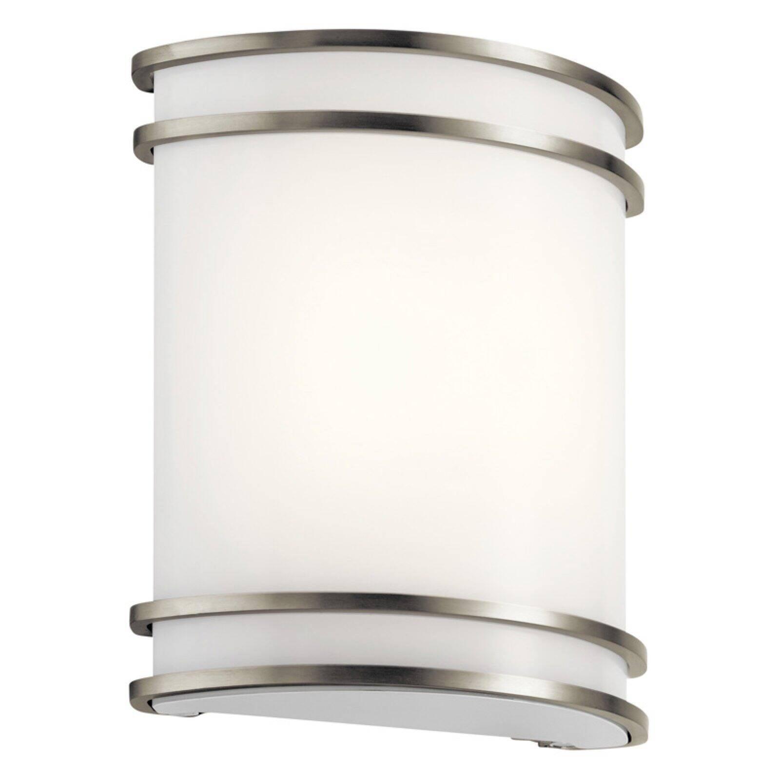 Brushed Nickel LED Wall Sconce with White Shade