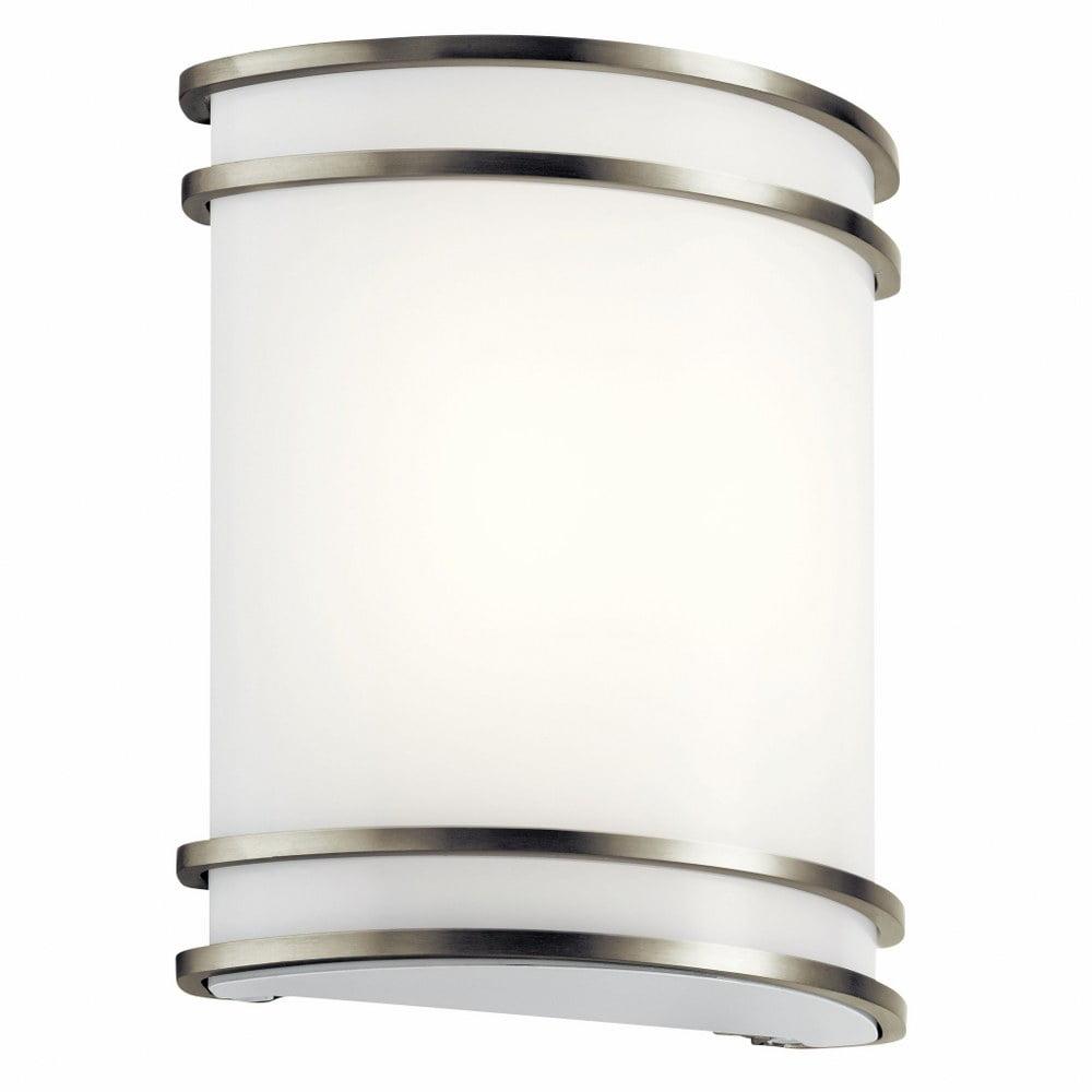 Brushed Nickel LED Wall Sconce with White Shade