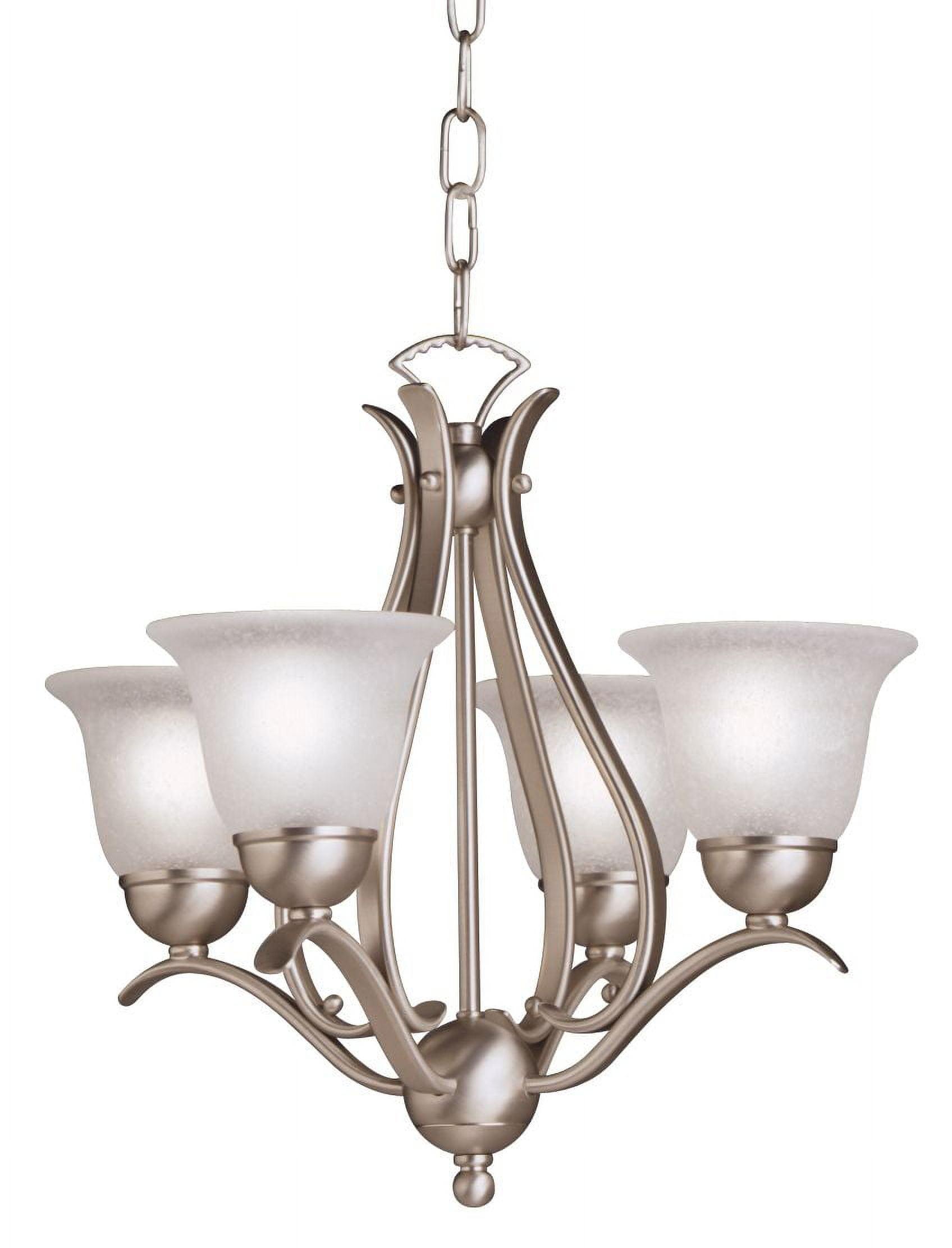 Dover Brushed Nickel 4-Light Mini Chandelier with Etched Glass