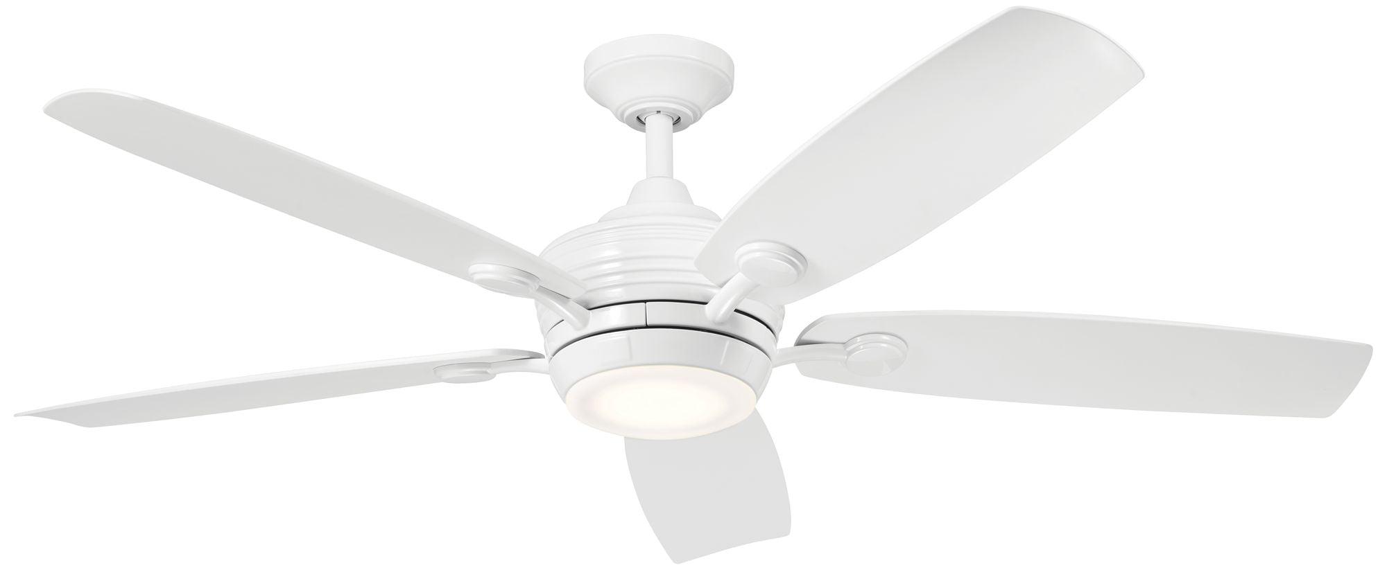 White 56-Inch 5-Blade Ceiling Fan with LED Light and Remote