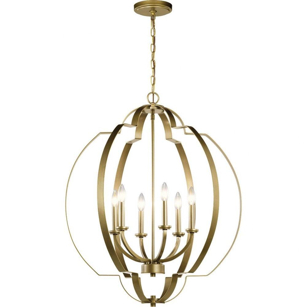 Voleta 27.75" Brass 6-Light Candle Chandelier