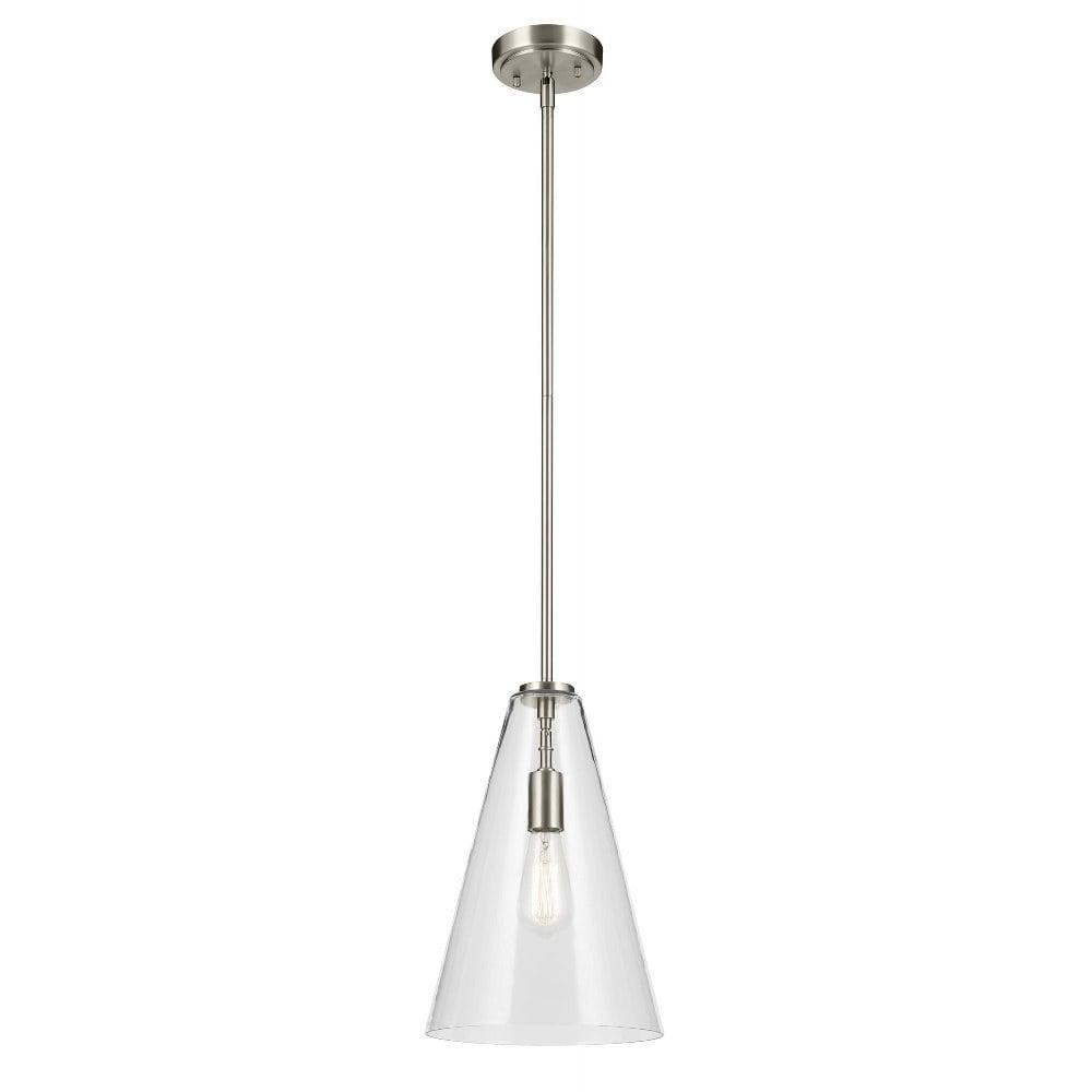 Brushed Nickel and Clear Glass Conical Pendant Light