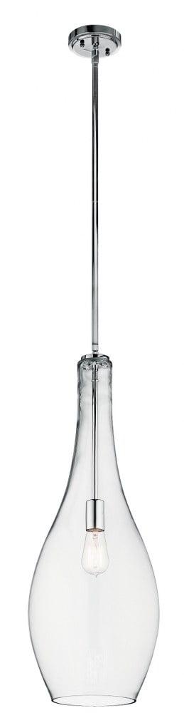 Everly 29.5" 1 Light Teardrop Pendant Clear Glass Chrome