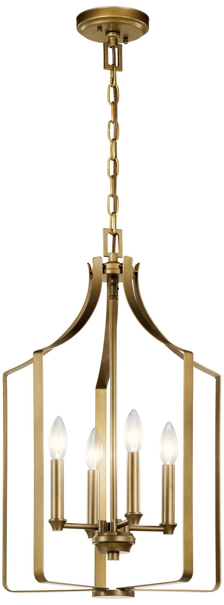 Elegant Mini Cage 4-Light Chandelier in Natural Brass