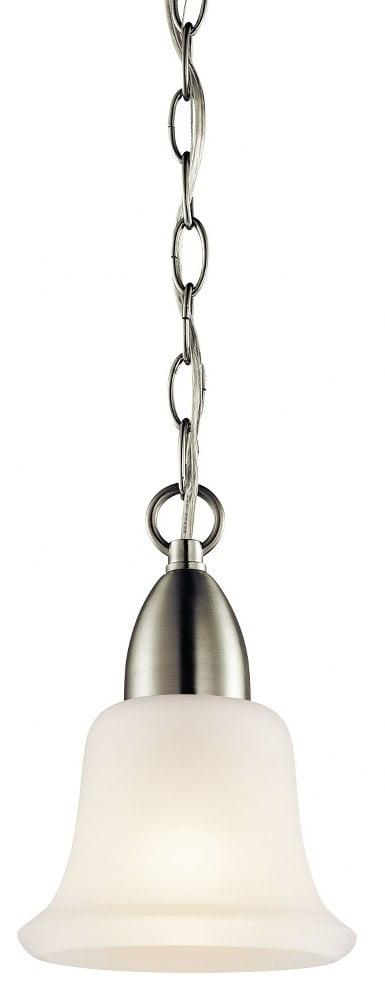 Elegant Brushed Nickel Mini Pendant with Satin Etched Glass