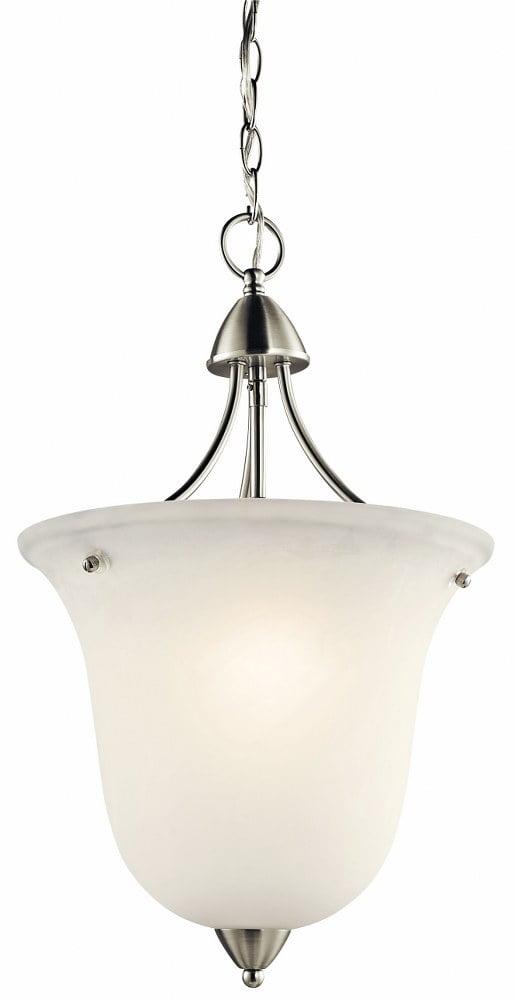 Nicholson 21.25" 1 Light Small Foyer Pendant with Satin Etched Glass in Brushed Nickel