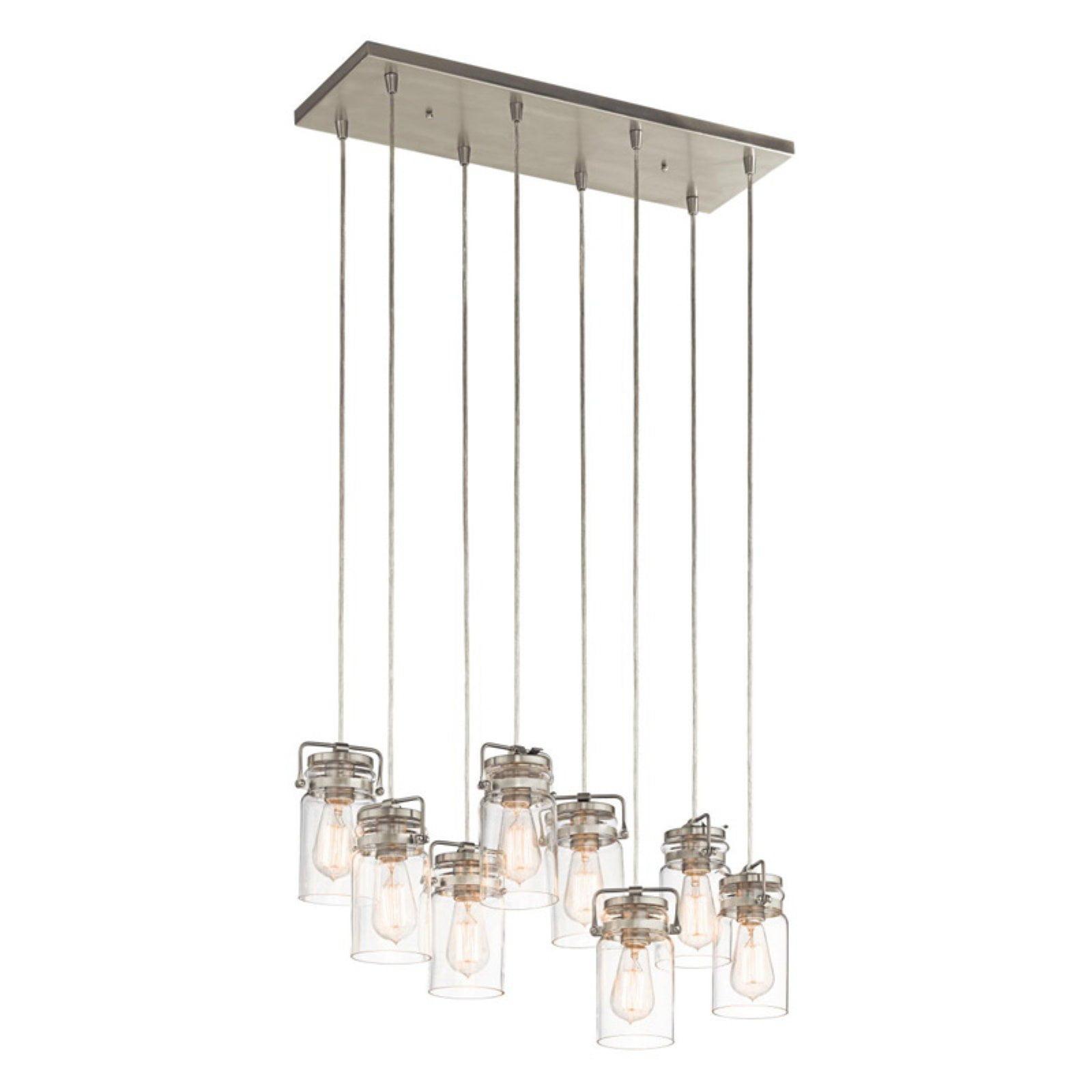 Brinley 25.5" 8 Light Linear Chandelier with Clear Glass Brushed Nickel