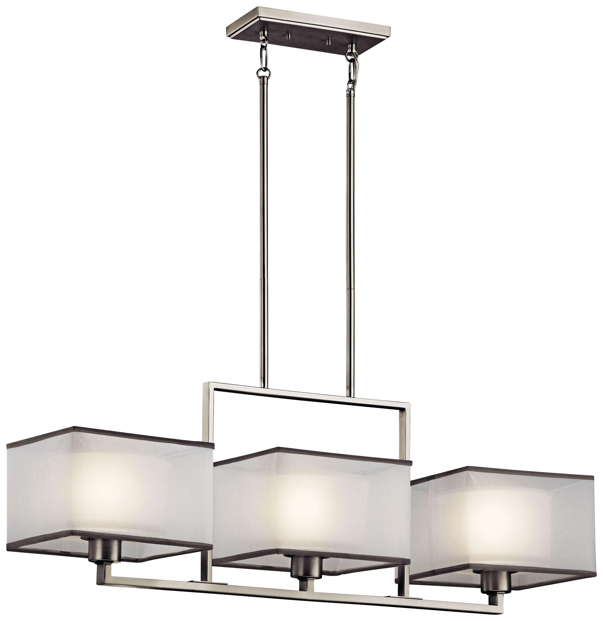 Kailey 3-Light Brushed Nickel Linear Chandelier with Satin Etched Glass