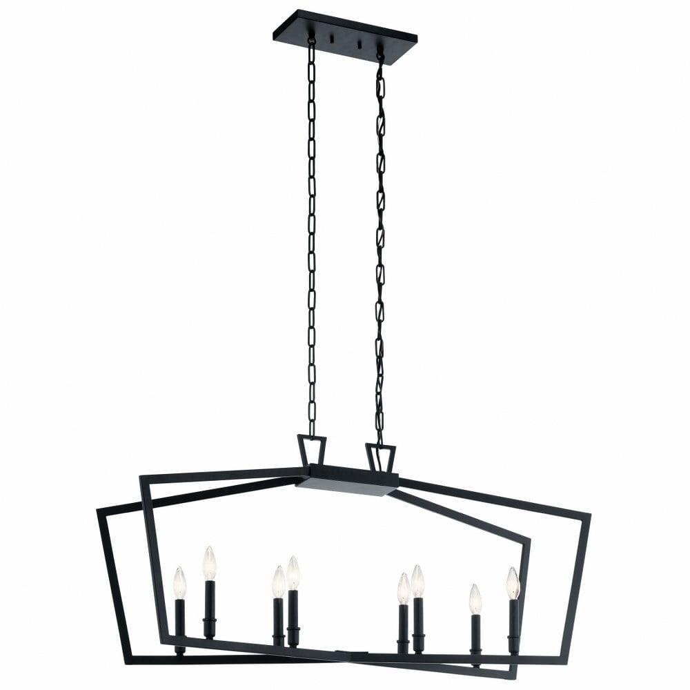 Modern Black Steel Cage 42" Ceiling Chandelier