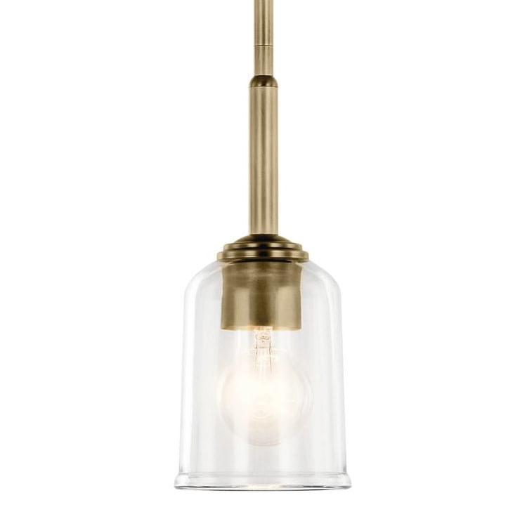 Kichler 43674 Shailene 5" Wide Mini Pendant - Natural Brass / Clear