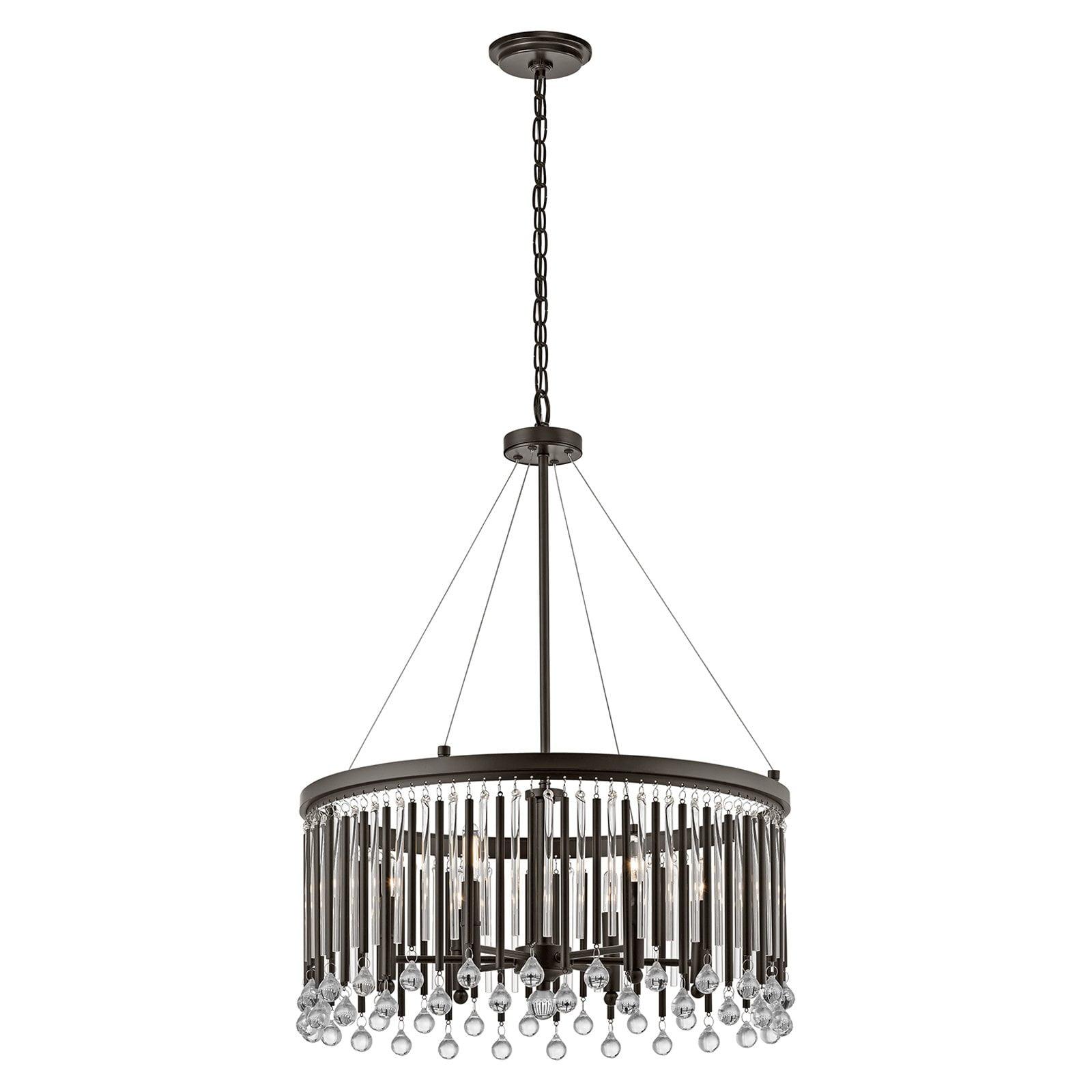 Espresso Chrome Crystal 6-Light Chandelier Pendant