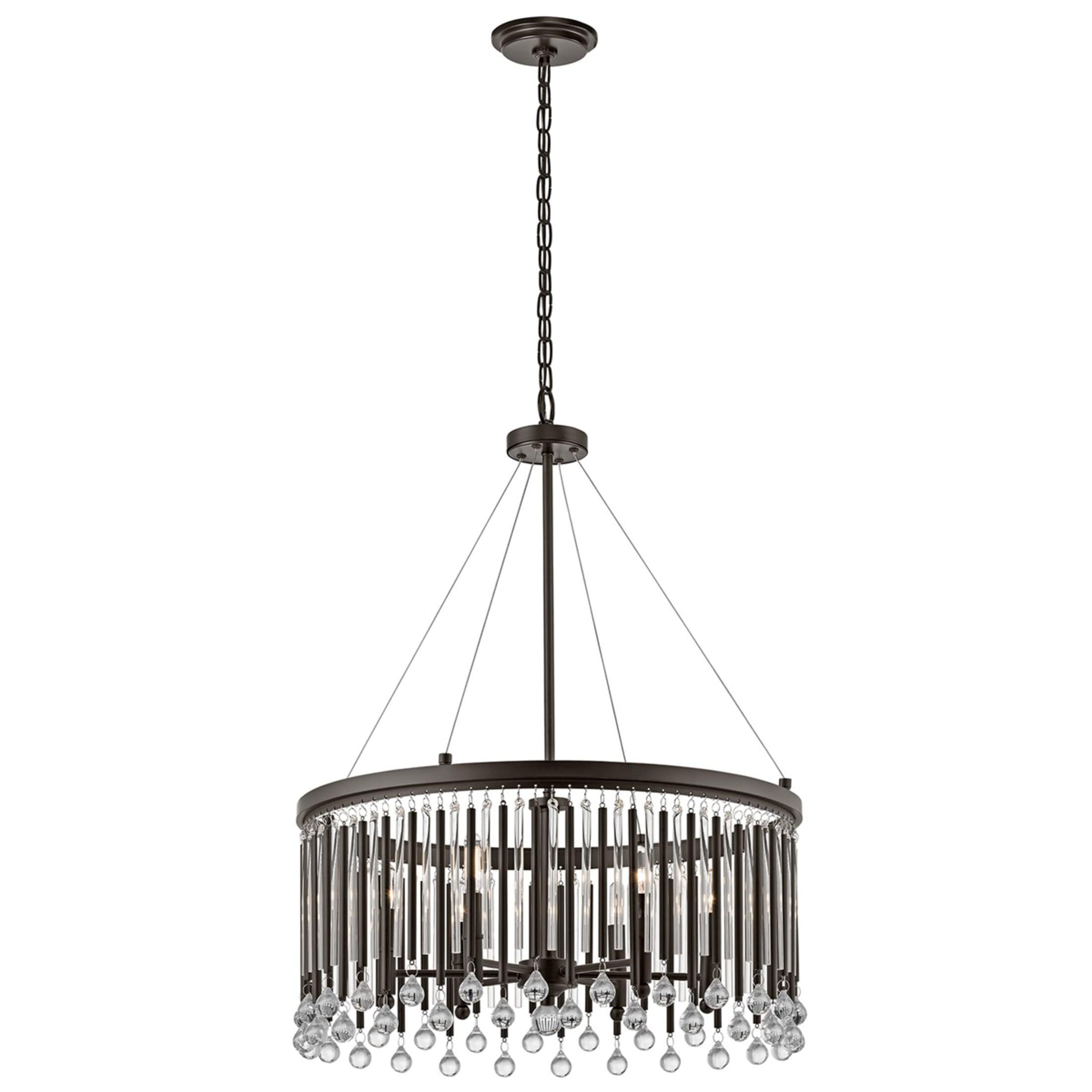 Espresso Chrome Crystal 6-Light Chandelier Pendant