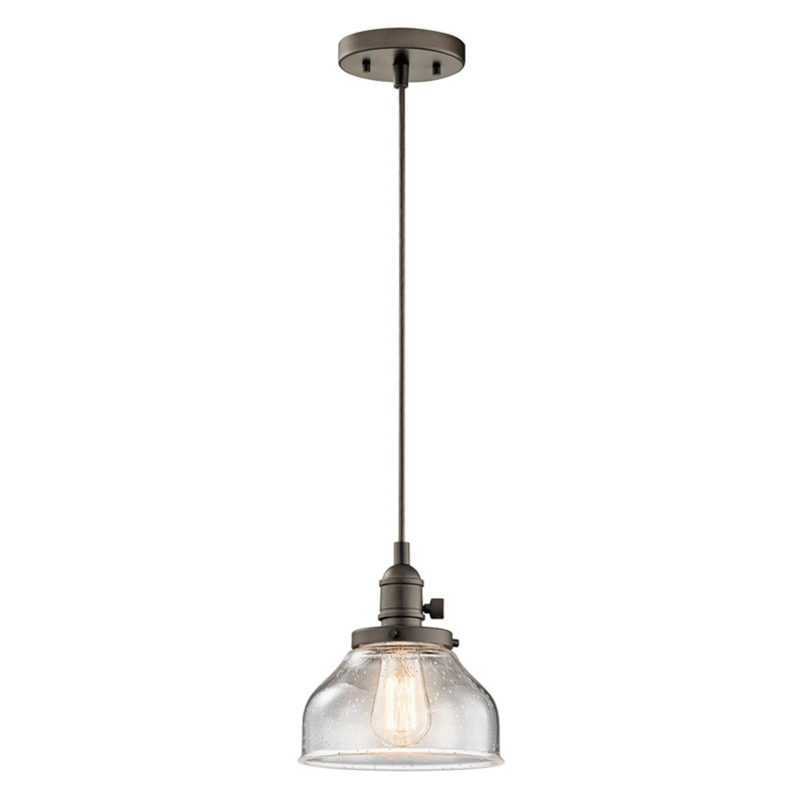 Avery 8.5" 1 Light Bell Mini Pendant with Clear Seeded Glass Chrome