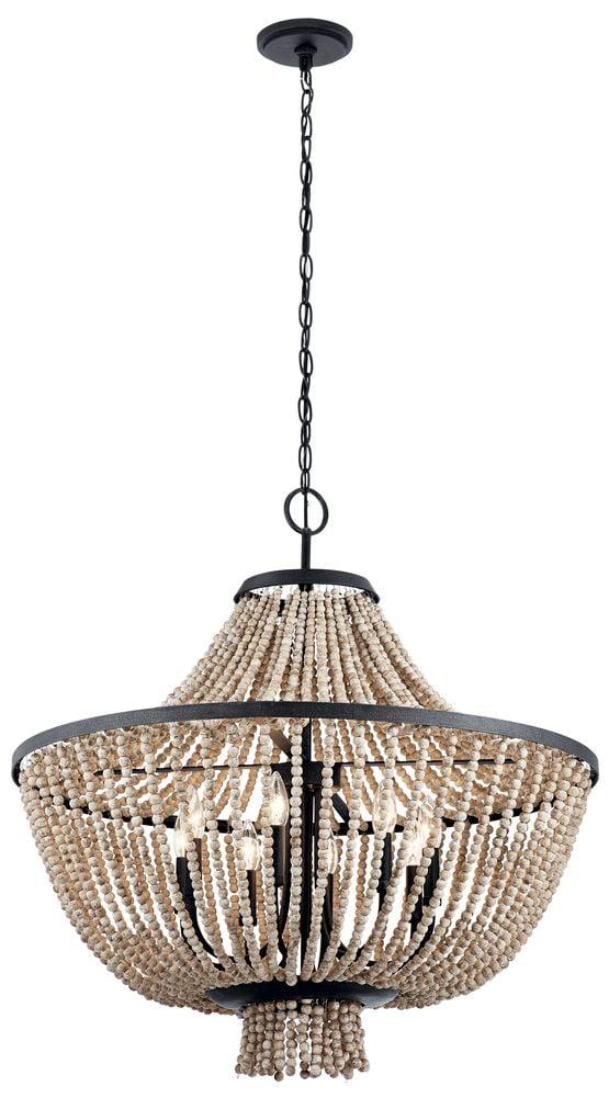 Farmhouse Eight Light Chandelier in Distressed Black Finish Bailey Street Home 147-Bel-2279194